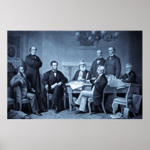 Póster Lincoln leyendo la proclamación de la emancipación