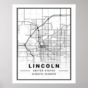 Póster Lincoln Nebraska USA Travel City Map