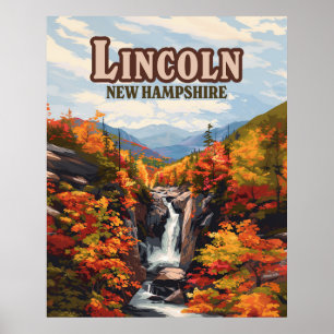 Póster Lincoln New Hampshire Franconia Falls Otoño
