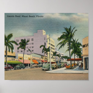 Póster Lincoln Road, Miami Beach, Florida Vintage