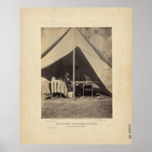Póster Lincoln y Gen McClellan en el campo de batalla Ant