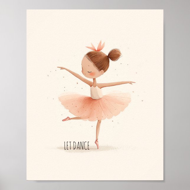 Póster Linda Bailarina Danza de Ballet Acuarela (Frente)