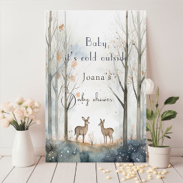 Póster linda ducha de bebé en el bosque