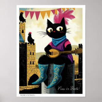 PÓSTER LINDA ILUSTRACIÓN 'GATO CON BOTAS'
