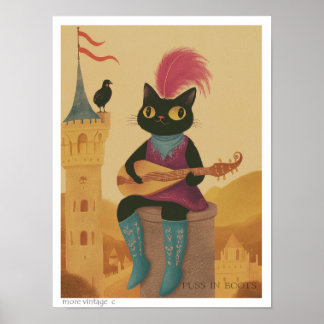 PÓSTER LINDA ILUSTRACIÓN 'GATO CON BOTAS'