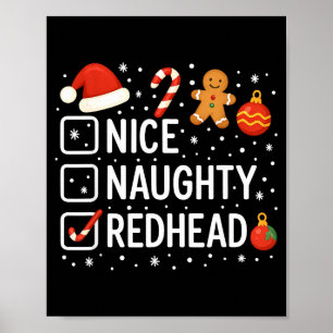 Póster Linda pelirroja traviesa divertida cita de Navidad