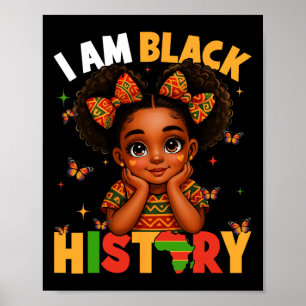 Póster Linda soy historia negra chica afro poco melanina 