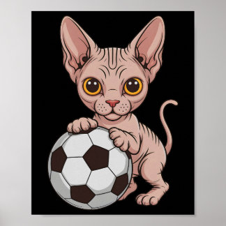 Póster Linda Sphynx de fútbol Solo chica que ama gatos pe