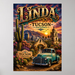 Póster Linda Tucson Arizona Personalizado Diseñado del Su