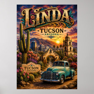 Póster Linda Tucson Arizona Personalizado Diseñado del Su