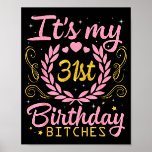 Póster Lindas flores y corazones 31 cumpleaños feliz