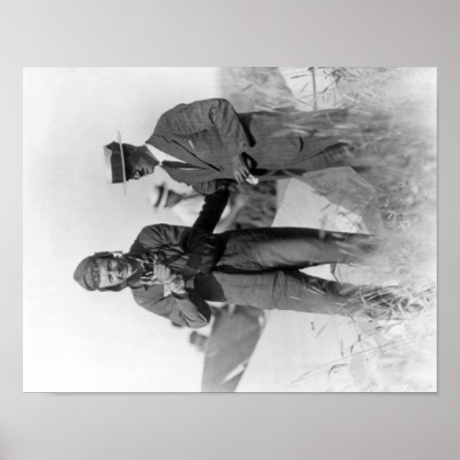 Póster Lindbergh y Wright con un avión naufragado (Frente)