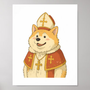 Póster Lindo Akita Papa - Diseño Divertido de Perro