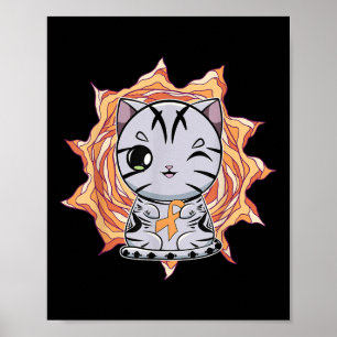 Póster Lindo Anime Gato Americano de Pelo Corto Concienci