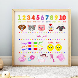 Póster Lindo aprendizaje personalizado para niñas