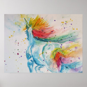 Póster lindo Arcoíris Mi Caballo es un Unicornio