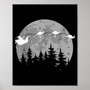 Póster Lindo Australia Canguro Santa Trineo Australiano N