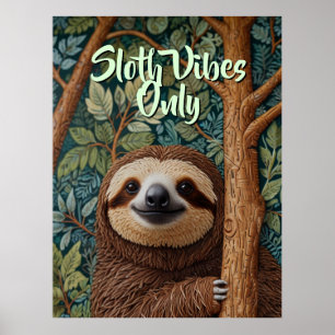 Póster Lindo boho retro Perezoso Aguanta ahí