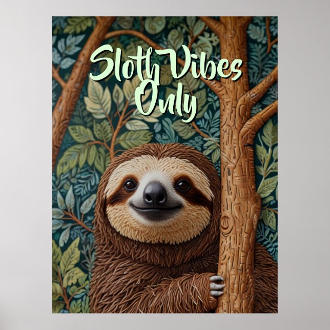 Póster Lindo boho retro Perezoso Aguanta ahí (Frente)