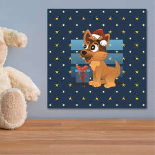 Póster Lindo cachorro Cartoon noche estrellada