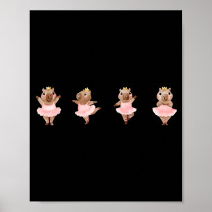 Póster Lindo capibara bailarín de ballet bailando danza d