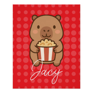 Póster Lindo capibara de niños comiendo palomitas de maíz