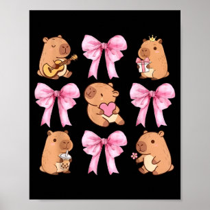Póster Lindo Coquette Bow Kawaii Amante de Capybara