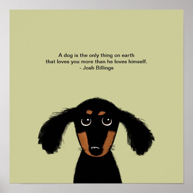 Póster Lindo Dachshund con cita de Josh Billings (Frente)