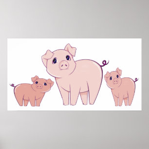Poster lindo del arte de tres cerditos