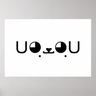 Póster Lindo Emoticono Kaomoji de Perrito Kawaii Japonés