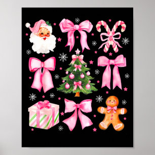 Póster Lindo lazo coqueto Nk árbol de Navidad Santa Pan d