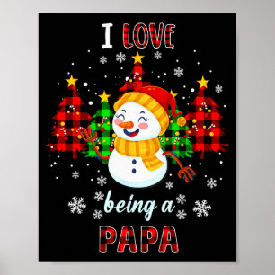 Póster Lindo Me Encanta Ser Un Papa Muñeco De Nieve Navid