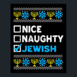 Póster Lindo Naughty Judío Ugly Hanukkah Sweater Chanukah<br><div class="desc">Lindo judío feo Hanukkah Sweater Chanukah Jew</div>
