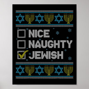 Póster Lindo Naughty Judío Ugly Hanukkah Sweater Chanukah