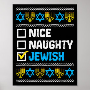 Póster Lindo Naughty Judío Ugly Hanukkah Sweater Chanukah