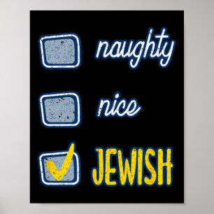 Póster Lindo Naughty Judío Ugly Hanukkah Sweater Chanukah