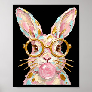 Póster Lindo niño con pinceladas de conejito de Pascua de