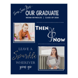 Póster Lindo Nuestro Graduado Entonces y Ahora Foto de Gr