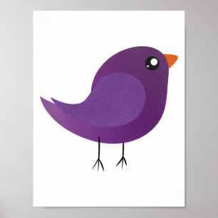 Póster lindo pájaro púrpura