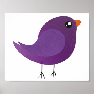 Póster lindo pájaro púrpura