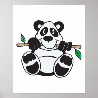 Póster lindo panda colgando de la rama