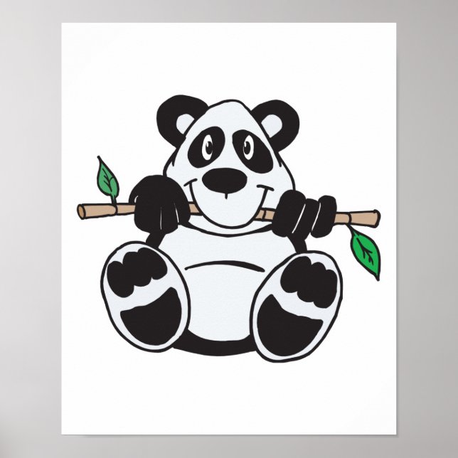 Póster lindo panda colgando de la rama (Frente)