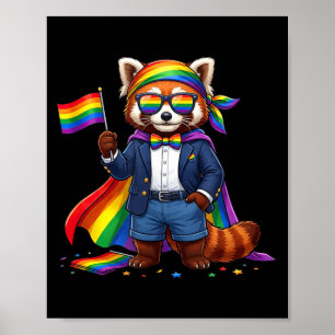 Póster Lindo Panda Rojo Lgbt Arcoíris Orgullo Lesbiana Ga