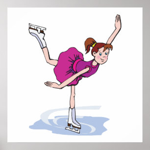 Póster lindo patinador gráfico de niñas