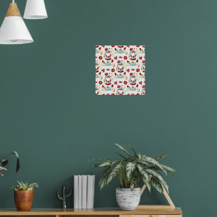 Póster Lindo patrón floral de gnomo escandinavo