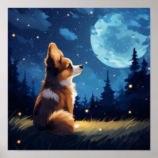 Póster Lindo Pembroke Welsh Corgi (Frente)