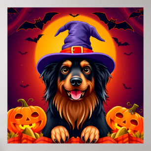 Póster 🎃 Lindo perro de dibujos animados de Halloween di
