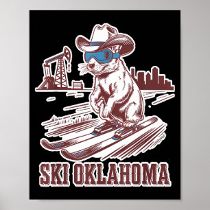 Póster Lindo perro de la pradera esquíando en oklahoma hu