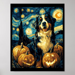 Póster Lindo perro de montaña bernés de Halloween Jack O