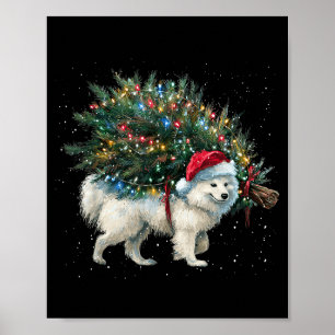 Póster Lindo perro esquimal americano en un árbol de Navi